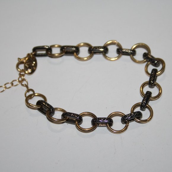 Beautiful gunmetal and gold bracelet by Charming Charlie 7-8.5" - Picture 1 of 4
